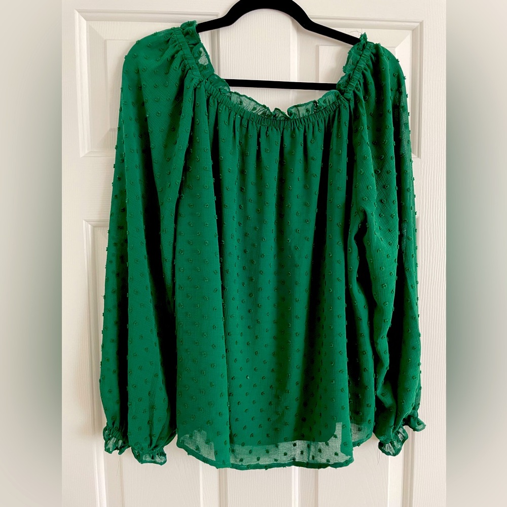 Women’s long sleeve blouse.CeCe brand. Beautiful green. Lined. Size large.
